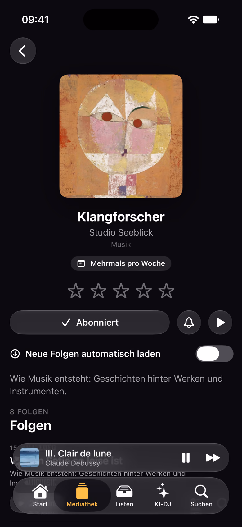Ein Podcast mit Abo, Glocke und Folgen
