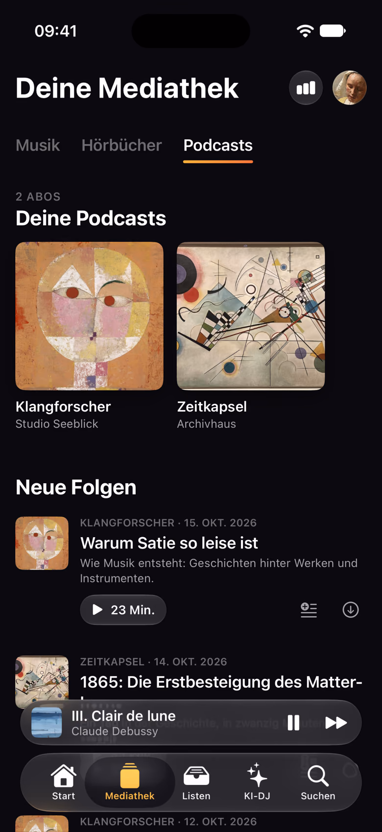 Die abonnierten Podcasts und ihre neuen Folgen