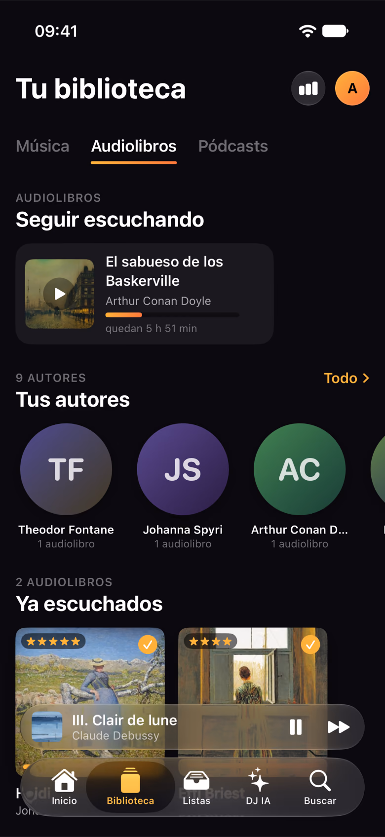 Los audiolibros con seguir escuchando, autores y libros escuchados