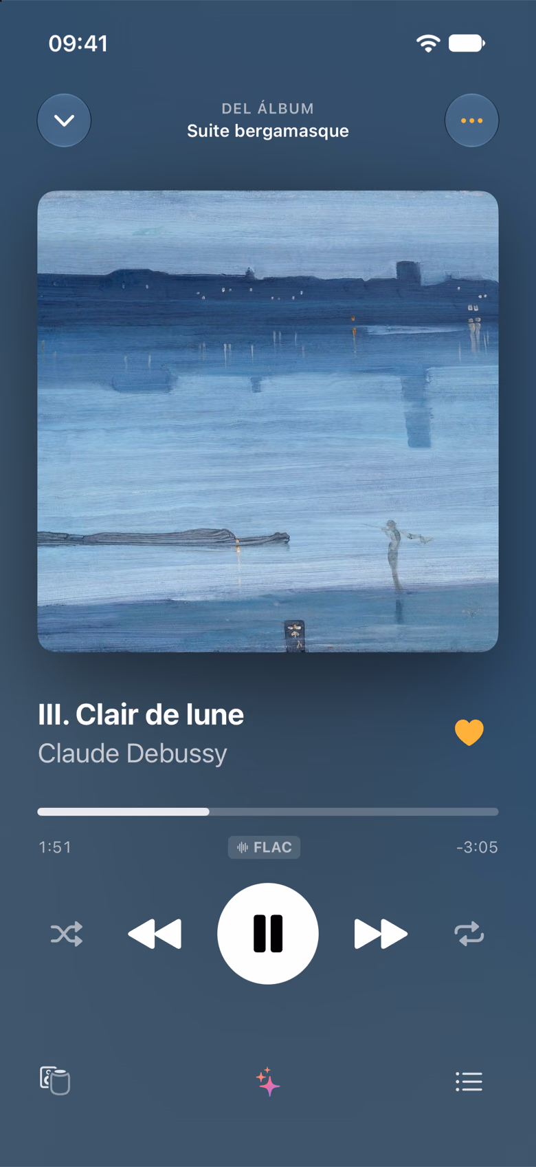 El reproductor con «Clair de lune» de Claude Debussy