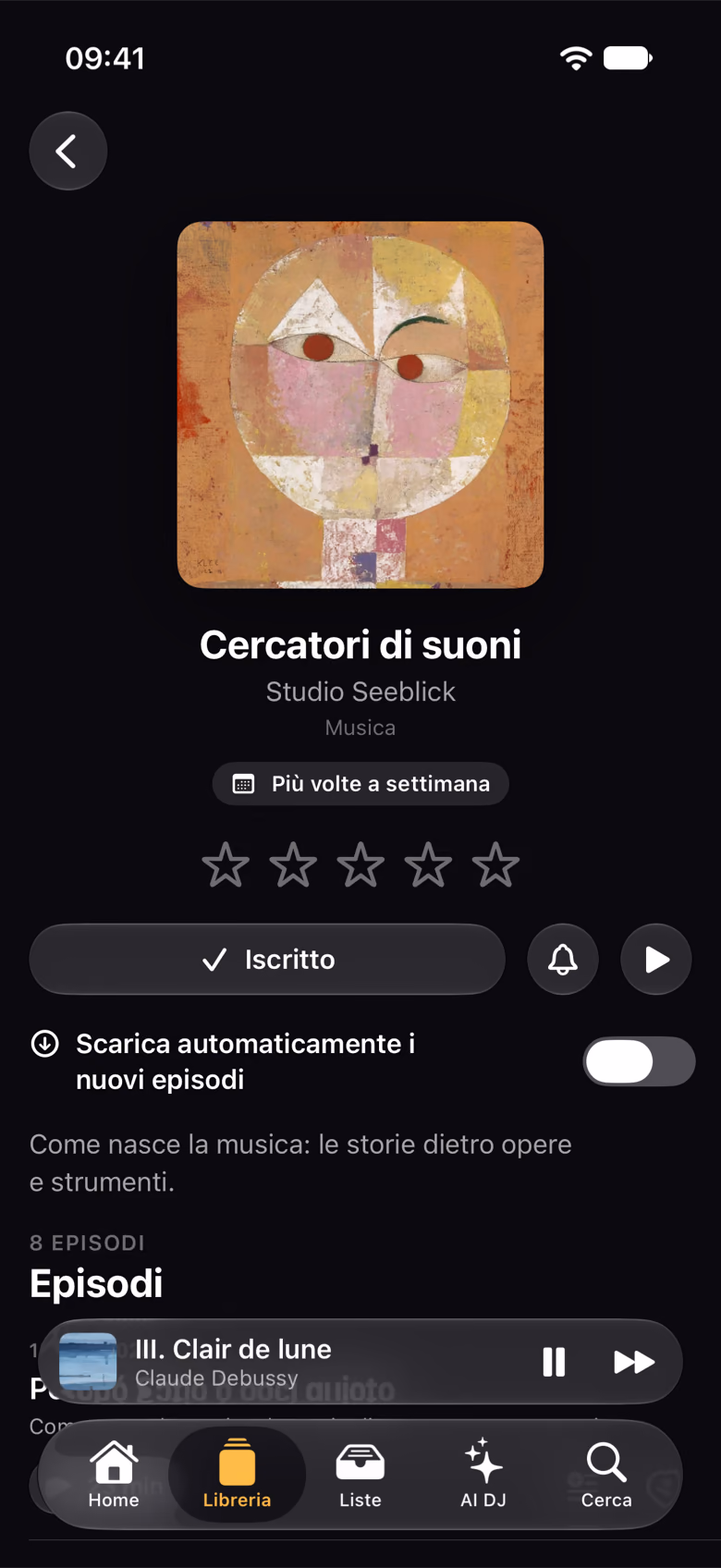 Un podcast con abbonamento, campanella e puntate