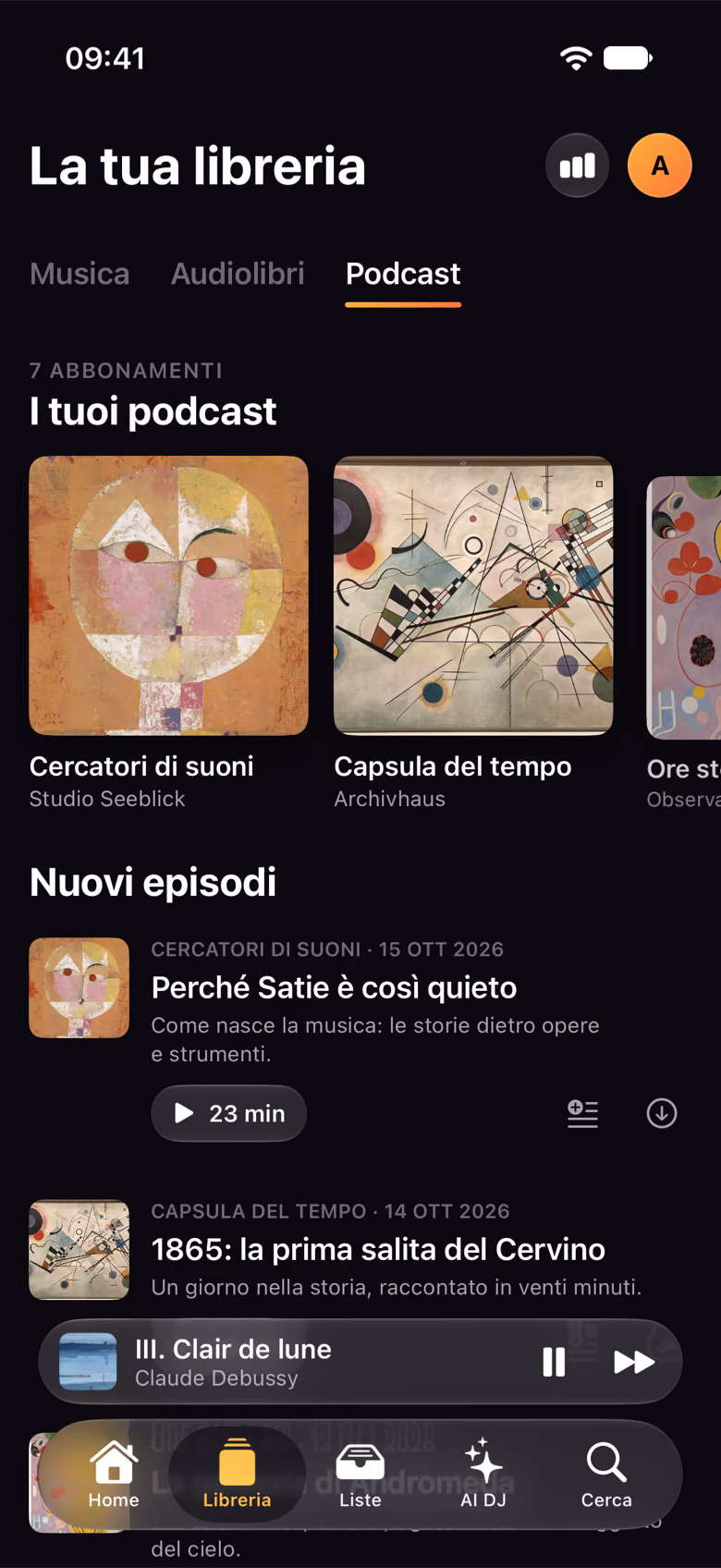 I podcast seguiti e le loro nuove puntate